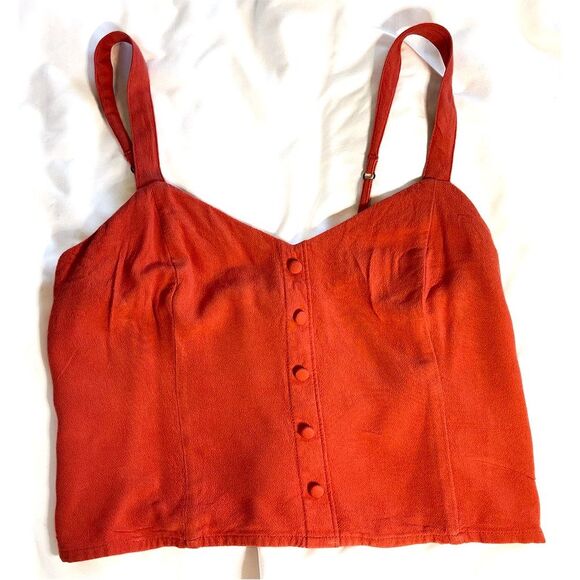 Abercrombie & Fitch Crop Top | Red Smocked Sweetheart Neckline | Size Small - Picture 4 of 12